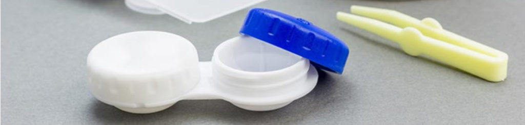 As caixas para lentes e os frascos de solução podem ser reciclados?